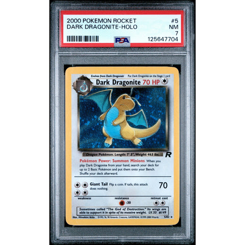 2000 POKEMON ROCKET DARK DRAGONITE HOLO 5/82 PSA 7