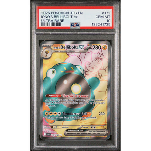 2025 POKEMON IONO'S BELLIBOLT EX ULTRA RARE 172/159 PSA 10