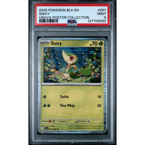 2025 POKEMON BLACK BOLT SNIVY UNOVA POSTER COLLECTION 001/086 PSA 9