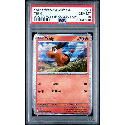 2025 POKEMON WHITE FLARE TEPIG UNOVA POSTER COLLECTION 011/086 PSA 10