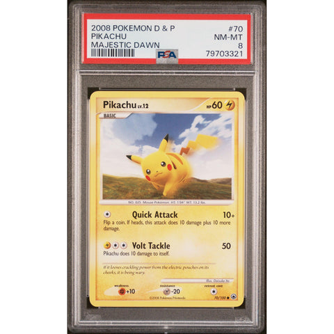 2008 POKEMON MAJESTIC DAWN PIKACHU 70/100 PSA 8