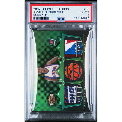 2007 TOPPS TOPPS TRIPLE THREADS RELICS AMARE STOUDEMIRE EMERALD 35/106 PSA 6