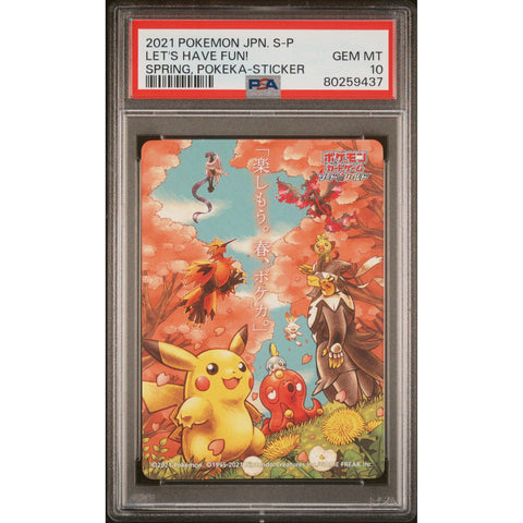2021 POKEMON JPN SPRING POKEKA STICKER LET'S HAVE FUN! PSA 10