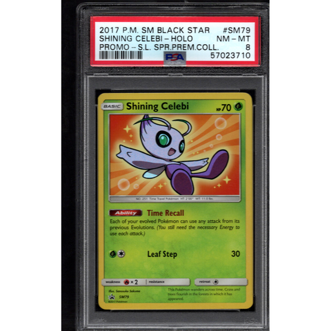 2017 POKEMON SM BLACK STAR SL SPR PREM COLL SHINING CELEBI HOLO PSA 8
