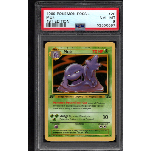 1999 POKEMON FOSSIL MUK 1ST EDITION PSA 8