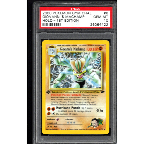 2000 POKEMON GYM CHALLENGE GIOVANNI'S MACHAMP 1ST EDITION 6/132 PSA 10