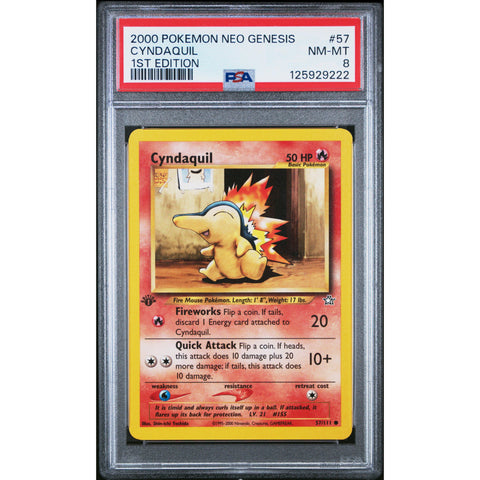 2000 POKEMON 1ST EDITION NEO GENESIS CYNDAQUIL 57/111 PSA 8