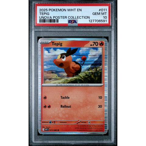 2025 POKEMON WHITE FLARE TEPIG UNOVA POSTER COLLECTION 011/086 PSA 10