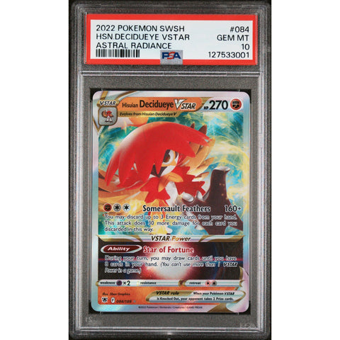 2022 POKEMON ASTRAL RADIANCE HISUIAN DECIDUEYE 084/189 PSA 10