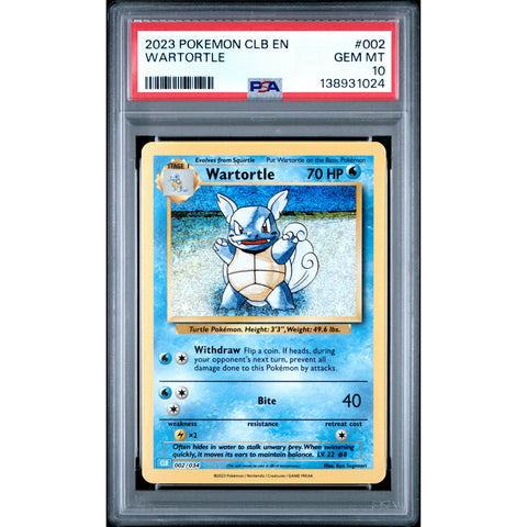 2023 POKEMON WARTORTLE CLB 002/034 PSA 10