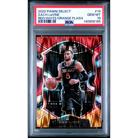 2020 PANINI PANINI SELECT ZACH LAVINE RED/WHITE/ORANGE FLASH 14 PSA 10