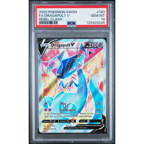 2020 POKEMON REBEL CLASH DRAGAPULT V 183/192 PSA 10