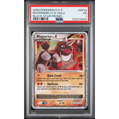 2008 POKEMON BLACK STAR PROMO RHYPERIOR LV.X HOLO DP29 PSA 1