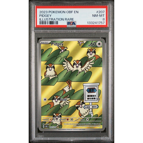2023 POKEMON OBF EN-OBSIDIAN FLAMES PIDGEY ILLUSTRATION RARE 207/197 PSA 8