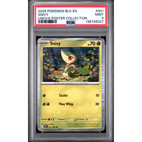 2025 POKEMON BLACK BOLT SNIVY UNOVA POSTER COLLECTION 001/086 PSA 9