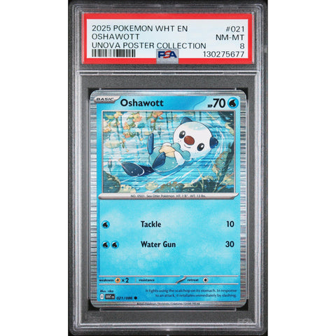 2025 POKEMON WHT EN-WHITE FLARE OSHAWOTT UNOVA POSTER COLLECTION 021/086 PSA 8