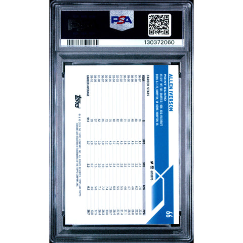 2023 TOPPS TOPPS CHROME ALLEN IVERSON BLUE BASKETBALL REFRACTOR 66 PSA 10