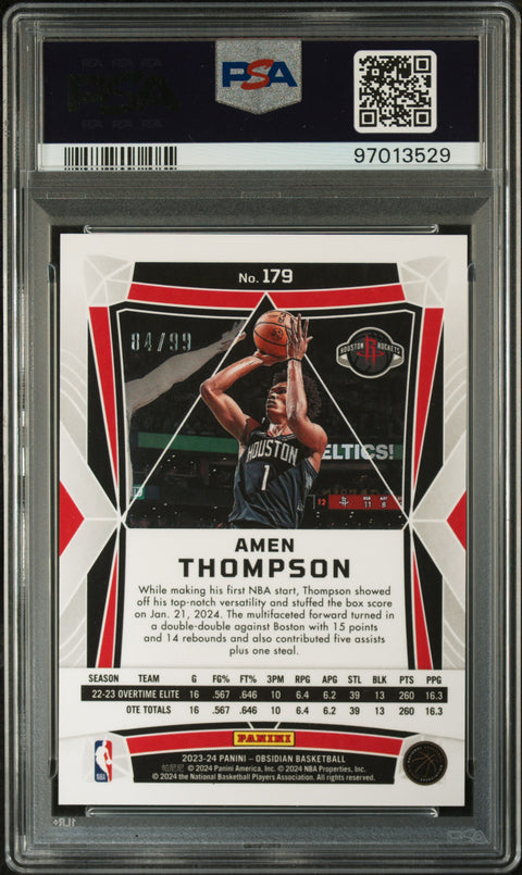 2023 PANINI PANINI OBSIDIAN AMEN THOMPSON ELECTRIC ETCH ORANGE FLOOD 179 PSA 9