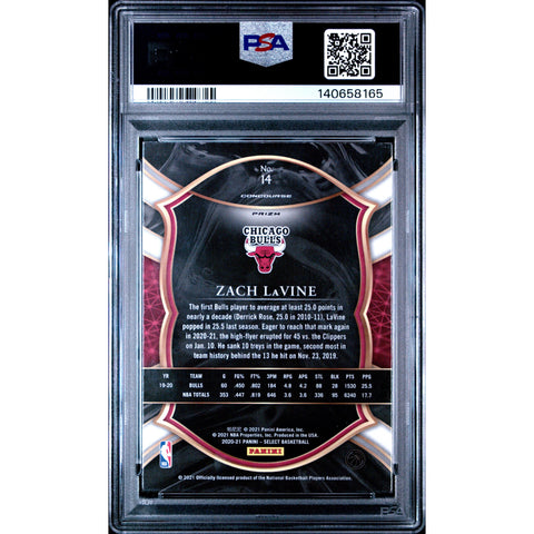 2020 PANINI PANINI SELECT ZACH LAVINE RED/WHITE/ORANGE FLASH 14 PSA 10