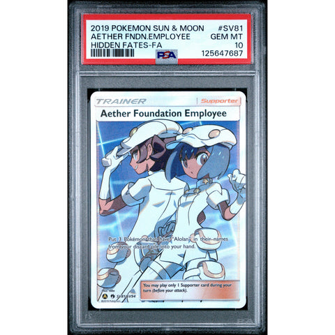 2019 POKEMON HIDDEN FATES AETHER FOUNDATION EMPLOYEE SV81/SV94 PSA 10