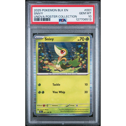 2025 POKEMON BLACK BOLT SNIVY UNOVA POSTER COLLECTION 001/086 PSA 10