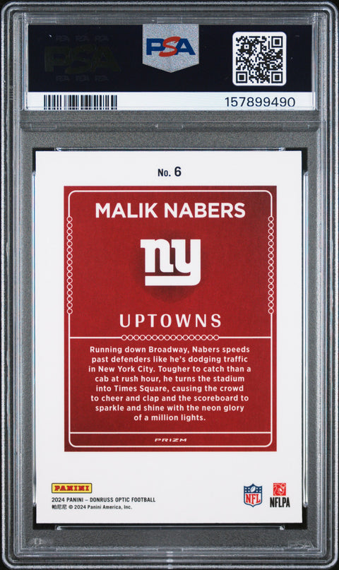 2024 PANINI PANINI DONRUSS OPTIC UPTOWNS MALIK NABERS 6 PSA 9