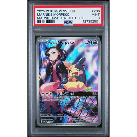 2025 POKEMON PROMO MARNIE'S MORPEKO MARNIE RIVAL BATTLE DECK SVP206 PSA 9