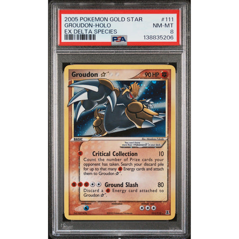 2005 POKEMON EX DELTA SPECIES GROUDON GOLD STAR 111/113 PSA 8