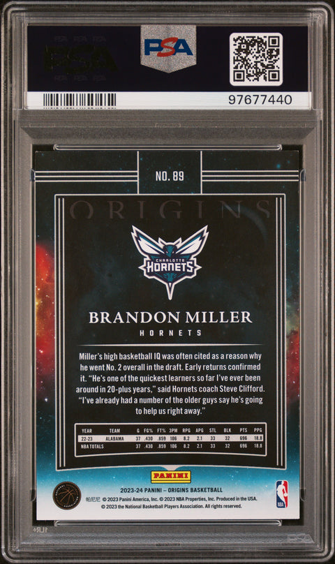 2023 PANINI PANINI ORIGINS BRANDON MILLER 89 PSA 9