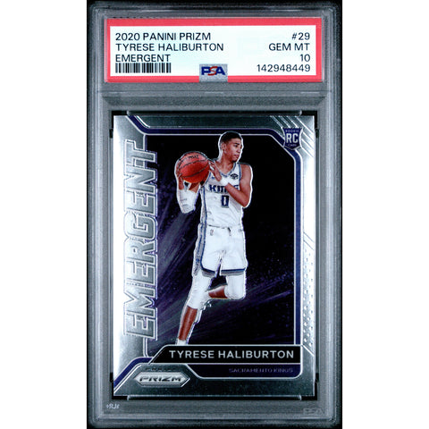 2020 PANINI PANINI PRIZM EMERGENT TYRESE HALIBURTON 29 PSA 10