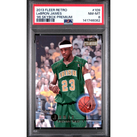 2013 FLEER FLEER RETRO LEBRON JAMES 1996 SKYBOX PREMIUM 109 PSA 8
