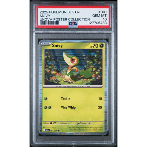 2025 POKEMON BLACK BOLT SNIVY UNOVA POSTER COLLECTION 001/086 PSA 10