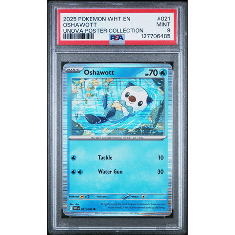 2025 POKEMON WHITE FLARE OSHAWOTT UNOVA POSTER COLLECTION 021/086 PSA 9