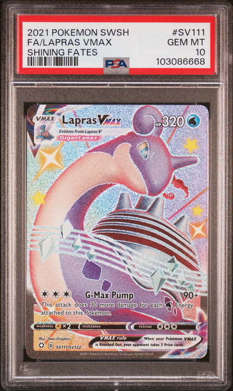 2021 POKEMON SHINING FATES LAPRAS VMAX SV111/SV122 PSA 10