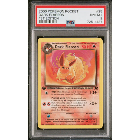 2000 POKEMON ROCKET DARK FLAREON 1ST EDITION 35/82 PSA 8