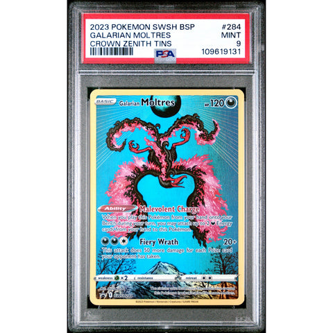 2023 POKEMON GALARIAN MOLTRES CROWN ZENITH TIN 284/159 PSA 9