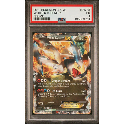 2013 POKEMON BLACK & WHITE PROMO WHITE KYUREM EX BW63 PSA 1