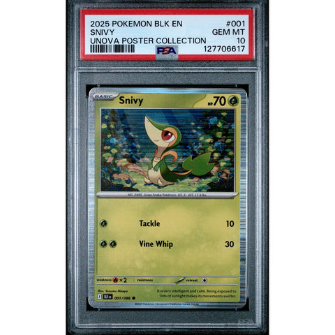 2025 POKEMON BLACK BOLT SNIVY UNOVA POSTER COLLECTION 001/086 PSA 10