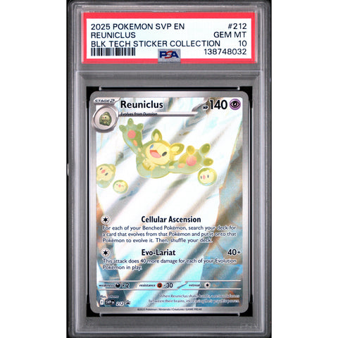 2025 POKEMON REUNICLUS BLACK BOLT TECH STICKER COLLECTION SVP212 PSA 10