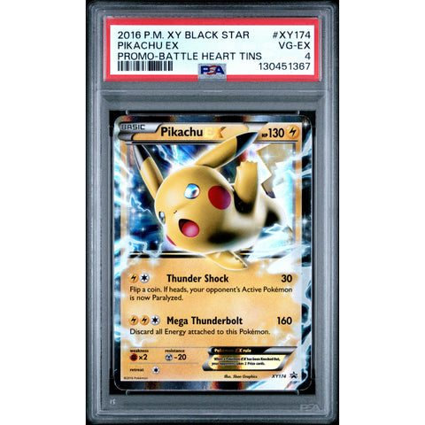 2016 POKEMON PROMO PIKACHU BATTLE HEART TINS XY174 PSA 4