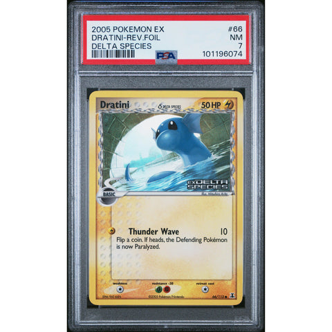 2005 POKEMON DELTA SPECIES DRATINI REVERSE FOIL 66/113 PSA 7