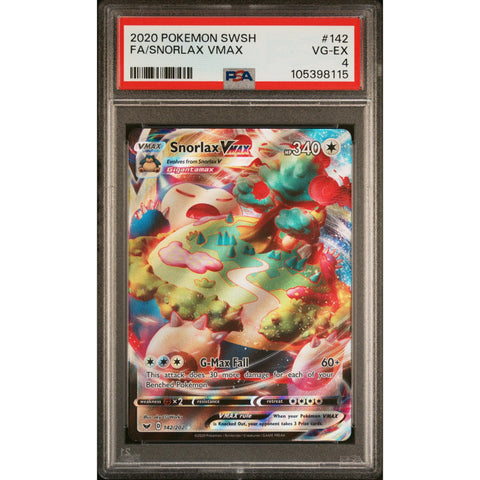 2020 POKEMON SWORD & SHIELD SNORLAX VMAX 142/202 PSA 4