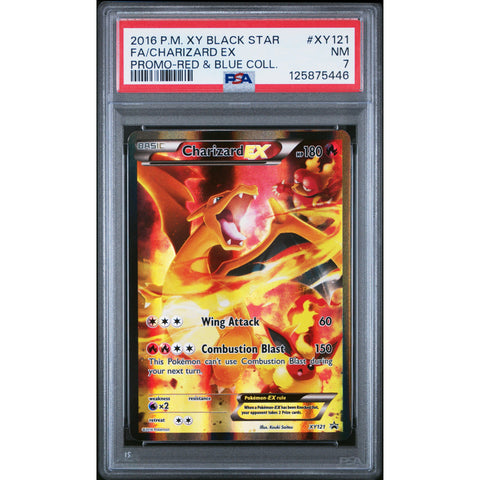 2016 POKEMON PROMO CHARIZARD RED & BLUE COLLECTION XY121 PSA 7