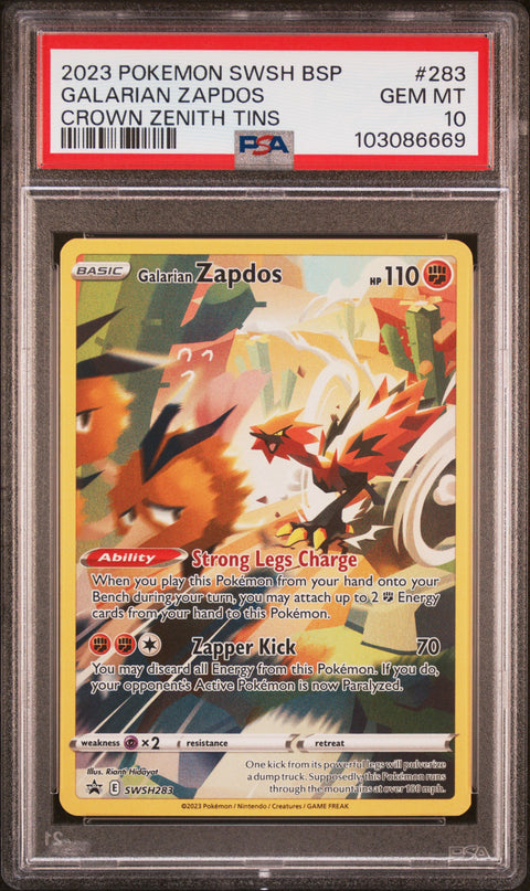 2023 POKEMON BLACK STAR PROMO GALARIAN ZAPDOS SWSH283 PSA 10