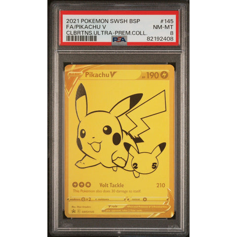 2021 POKEMON PIKACHU V CELEBRATIONS UPC GOLD PROMO 145/102 PSA 8