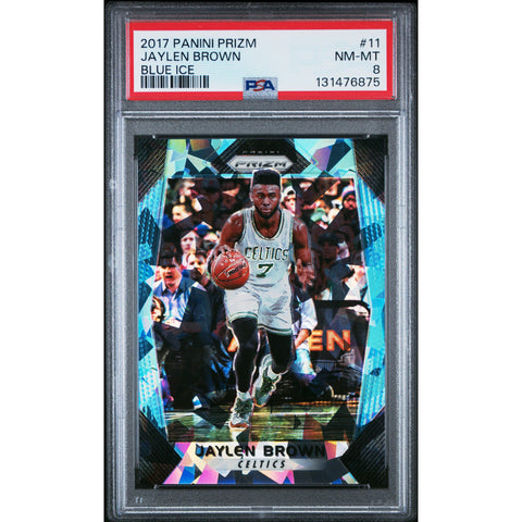 2017 PANINI PANINI PRIZM JAYLEN BROWN BLUE ICE 11 PSA 8