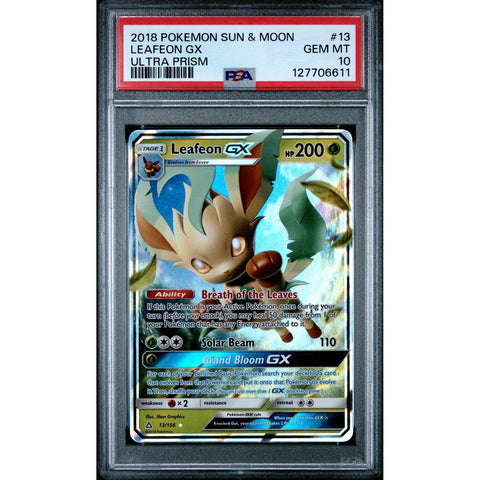 2018 POKEMON ULTRA PRISM LEAFEON 13/156 PSA 10