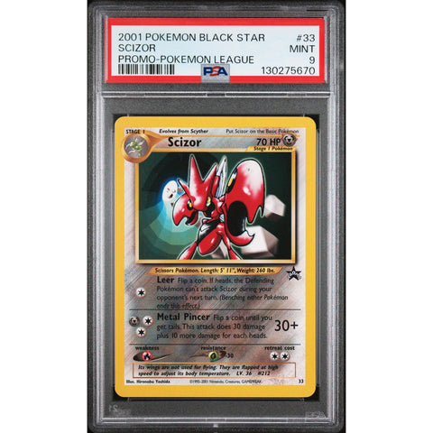 2001 POKEMON PROMO BLACK STAR SCIZOR POKEMON LEAGUE 33 PSA 9