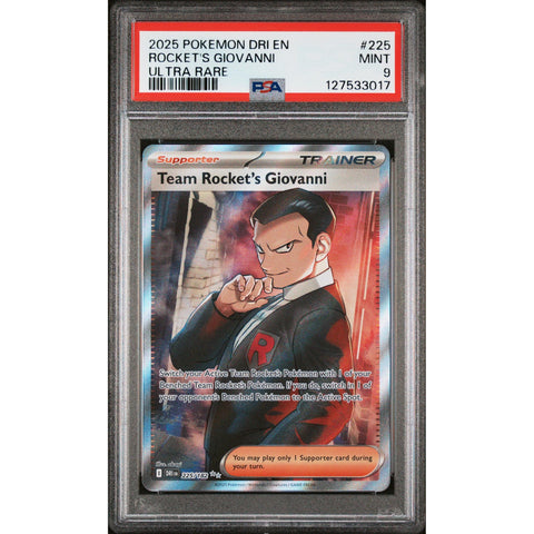 2025 POKEMON DESTINED RIVALS TEAM ROCKET'S GIOVANNI 225/182 PSA 9