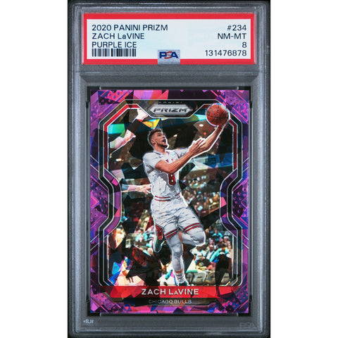 2020 PANINI PANINI PRIZM ZACH LAVINE PURPLE ICE 234 PSA 8
